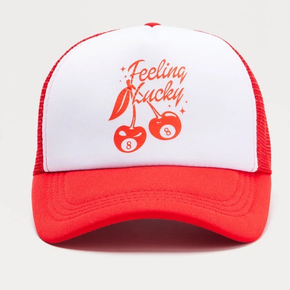 Red and White Feeling Lucky Cap - Picture 1 of 5